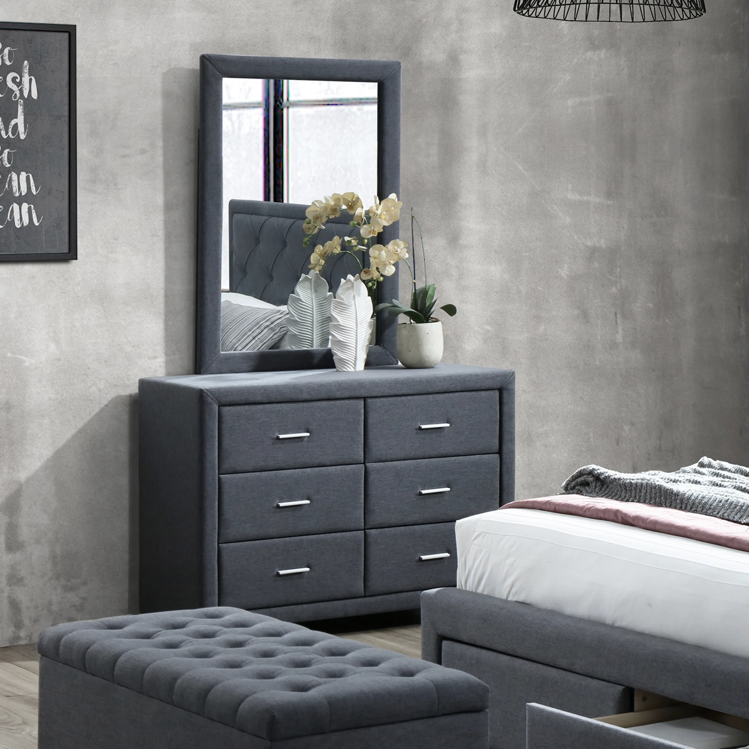 Sama Dresser Mirror Dark Grey Bg United Furniture