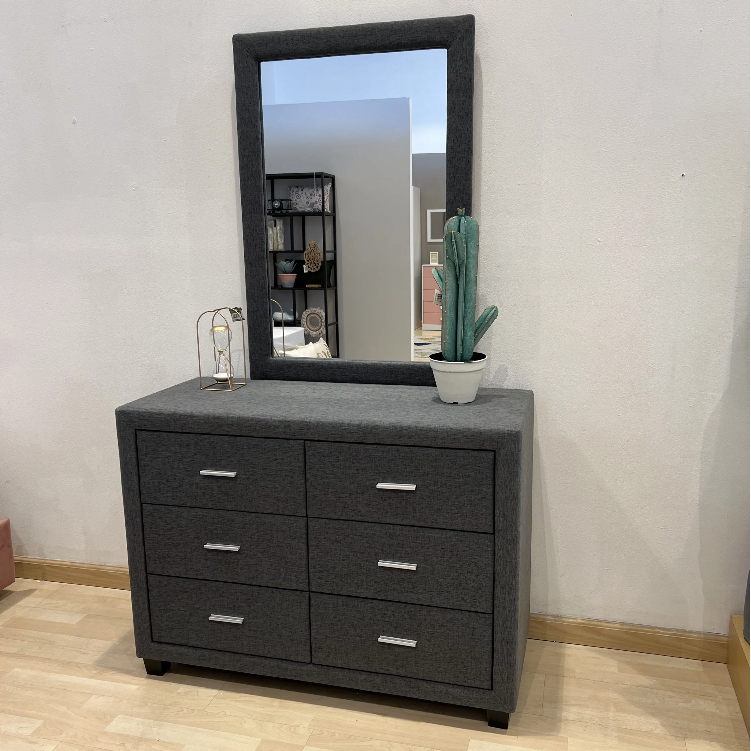 Sama Dresser Mirror Dark Grey Dis United Furniture