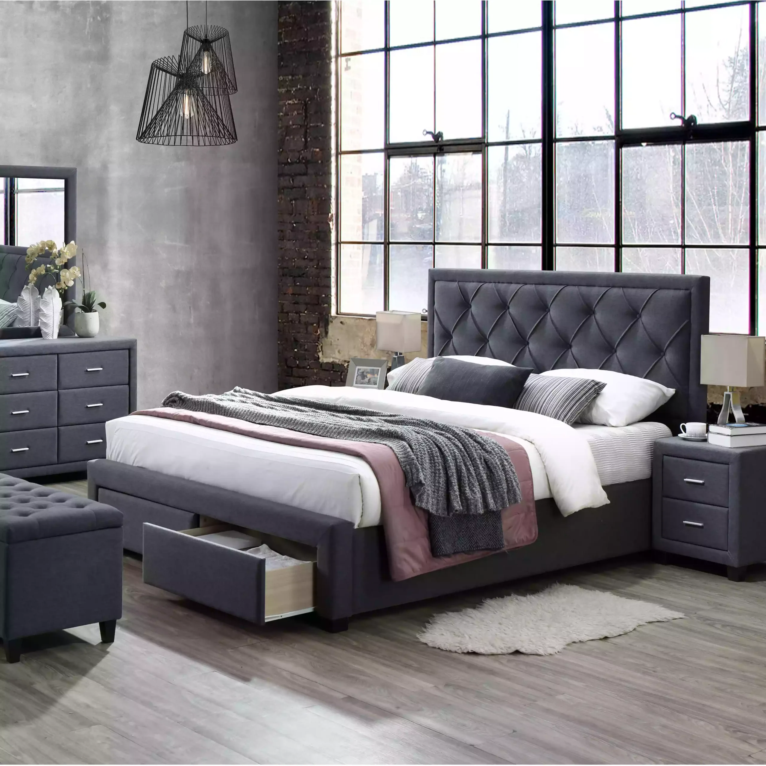 Sama Grey Bed Bg United Furniture