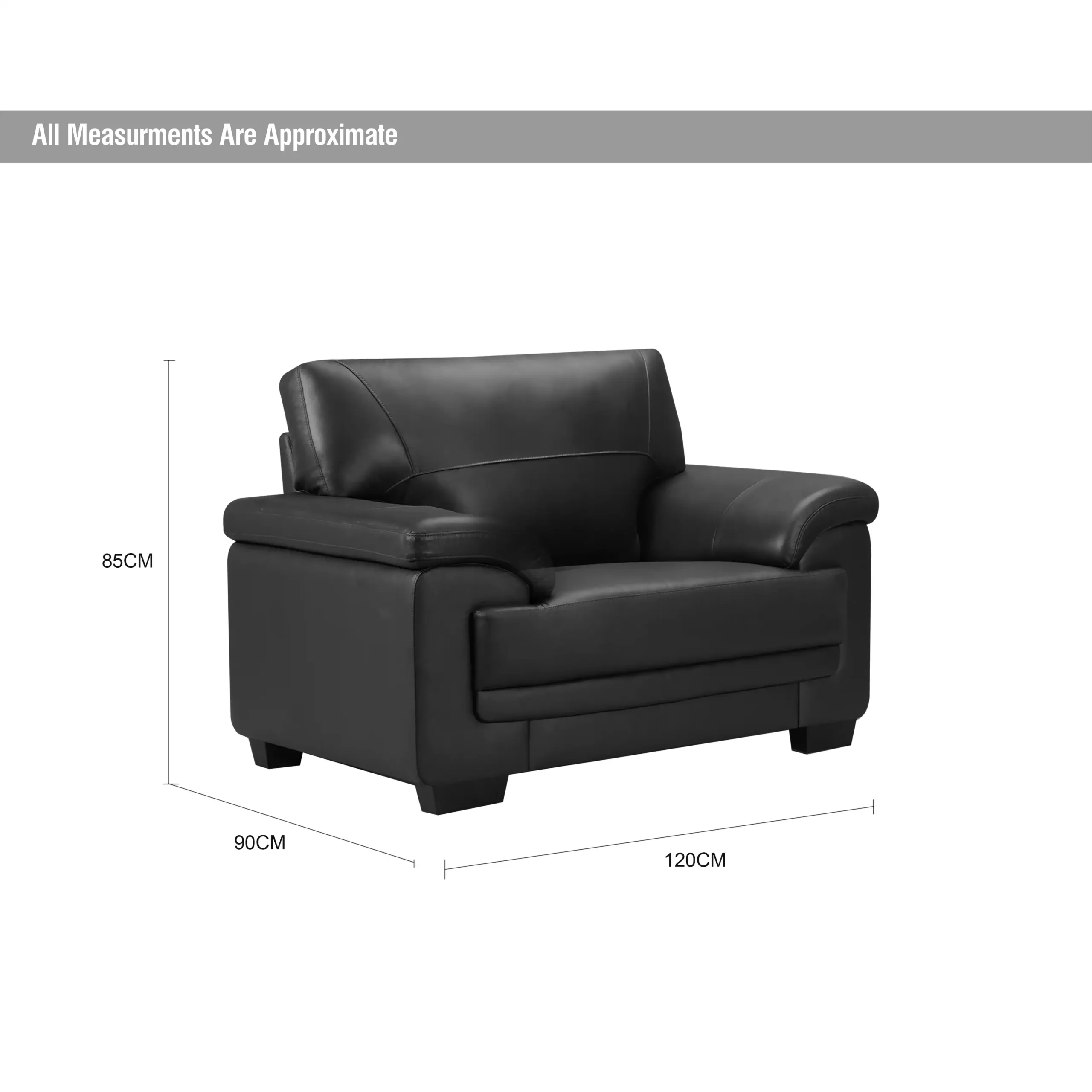 Lenone Single Seater Black Dim United Furniture