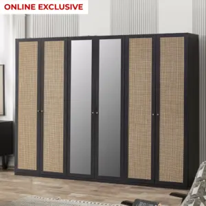 Rattan 6 Door Wardrobe