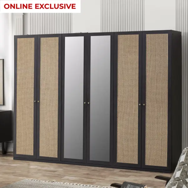 Rattan 6 Door Wardrobe