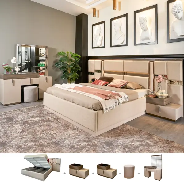 Berlis 6 Pcs. King Bedroom Set (With Hydraulic Storage)