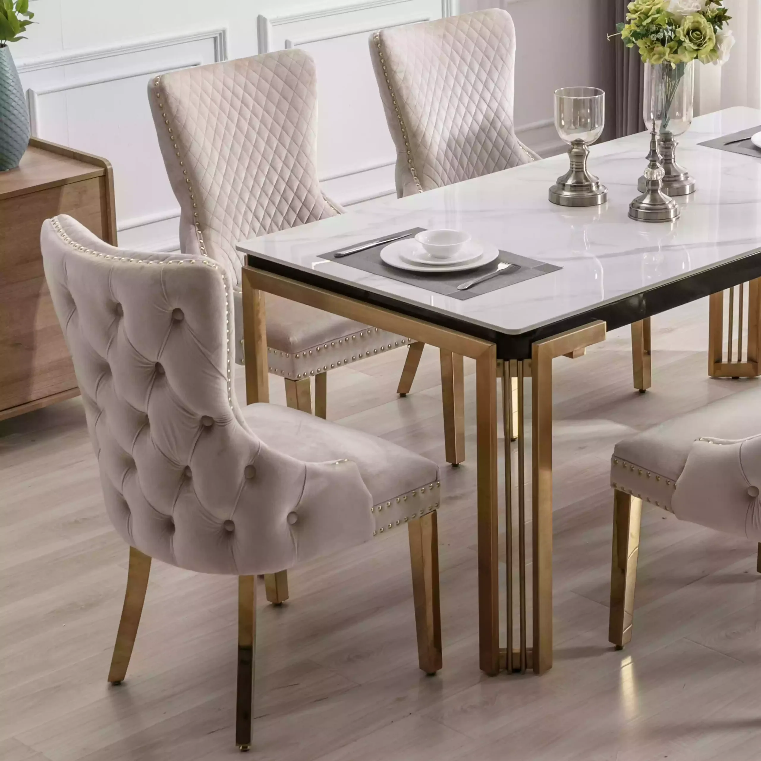 Bella 7Pcs Dining Set Bg 2 United Furniture