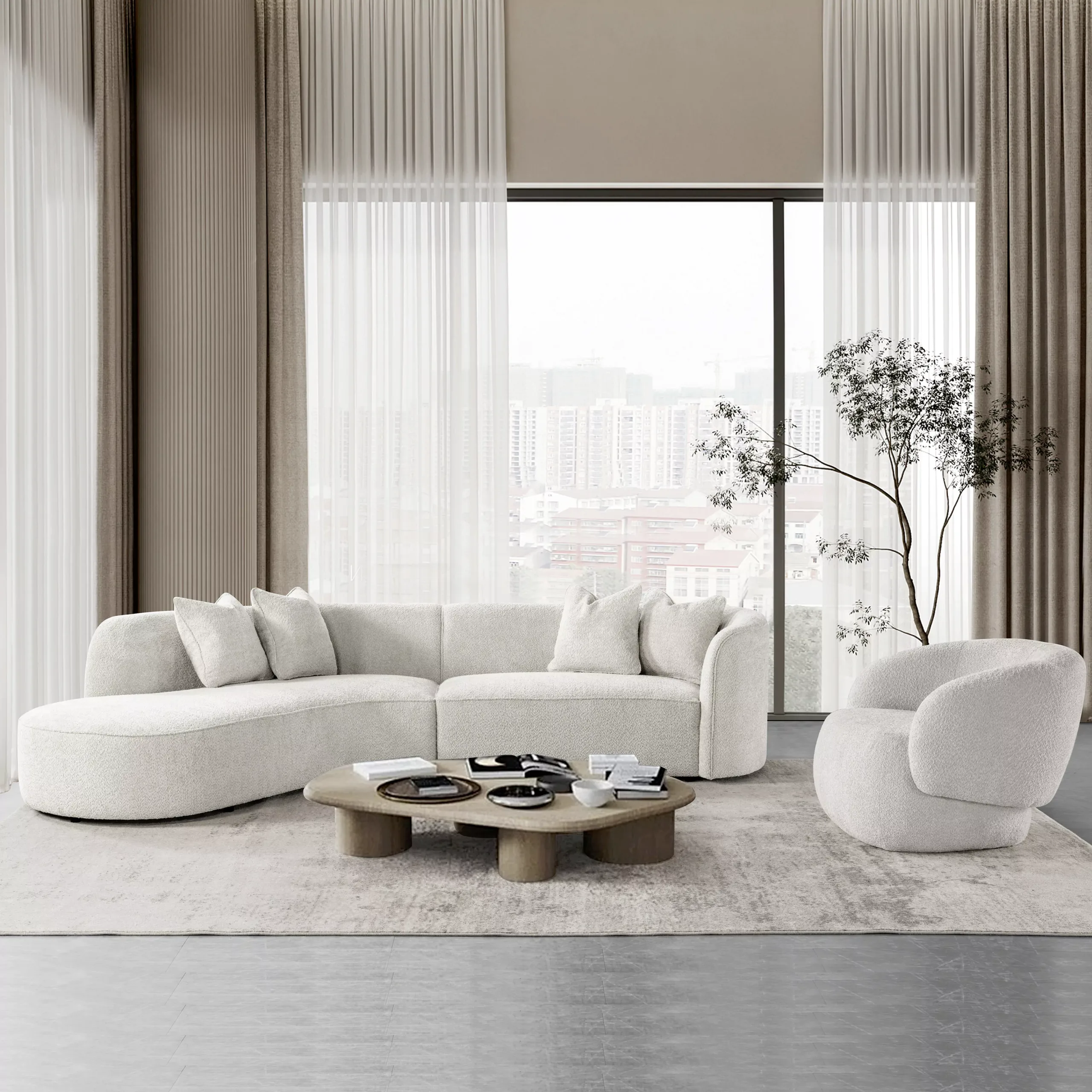 Melzo Right Cornersofa Ivory United Furniture