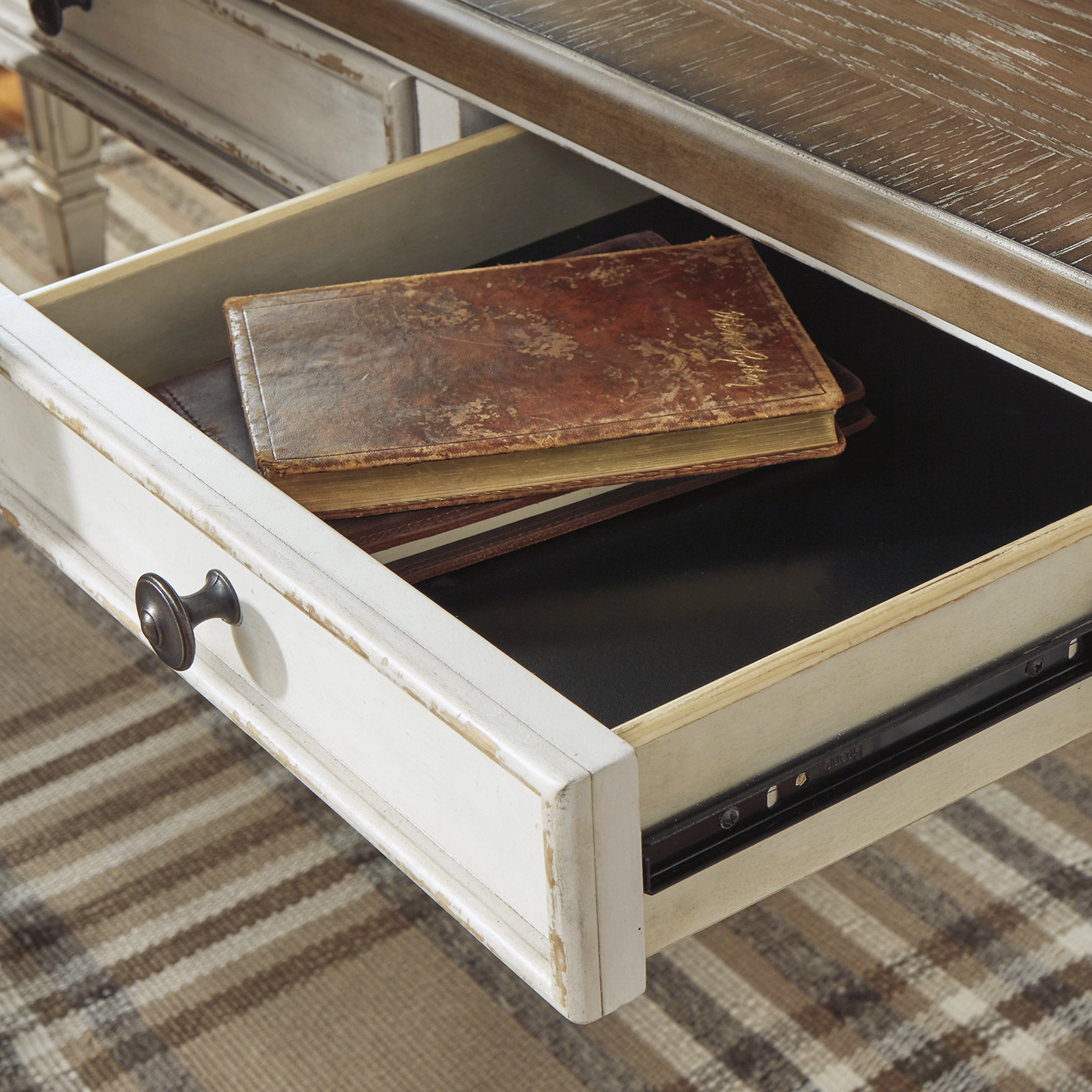 Realyn Office Desk Drawer Open United Furniture