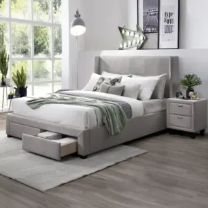 Else Queen Bed - Light Grey