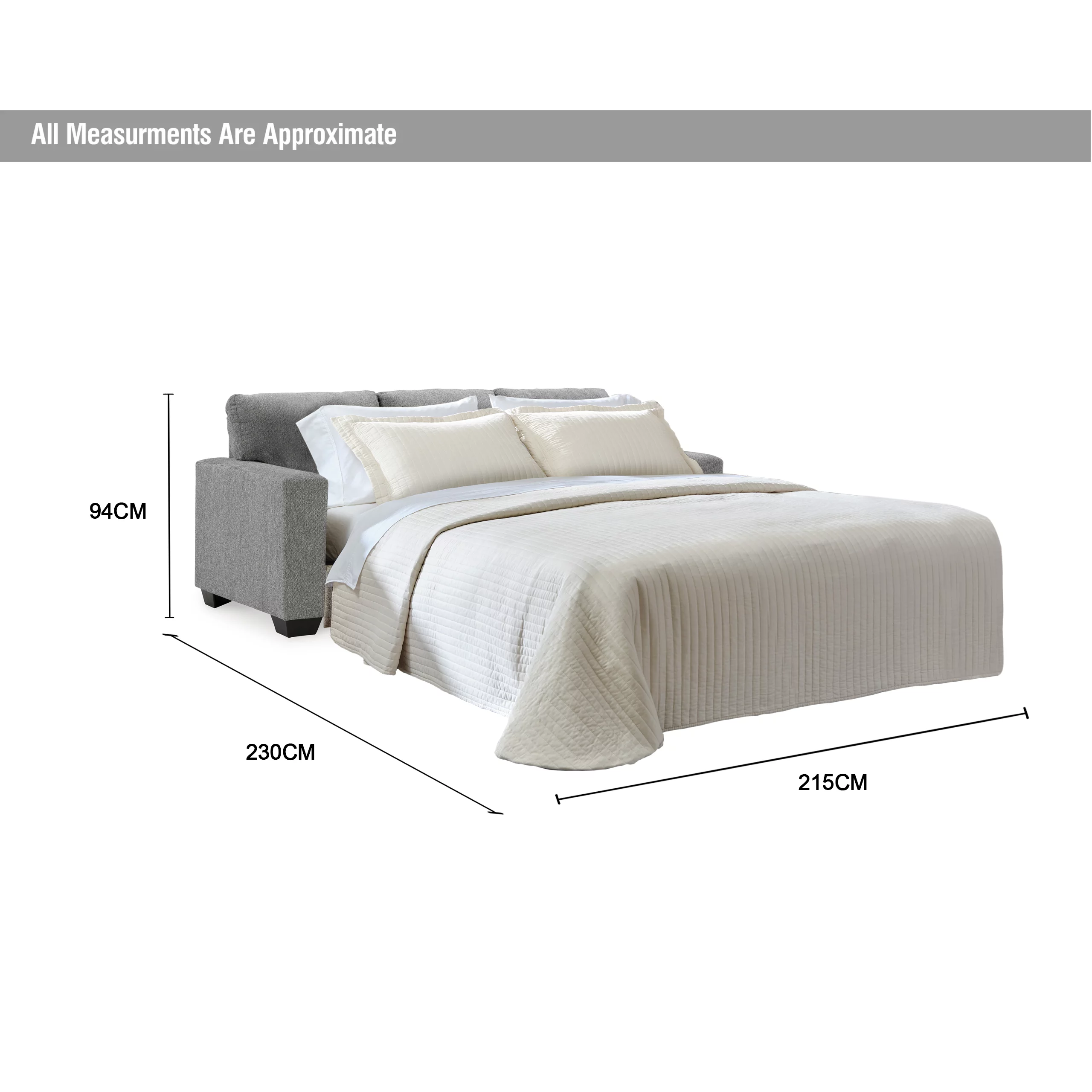 Deltona Sofa Sleeper Graphite Dim Scaled United Furniture