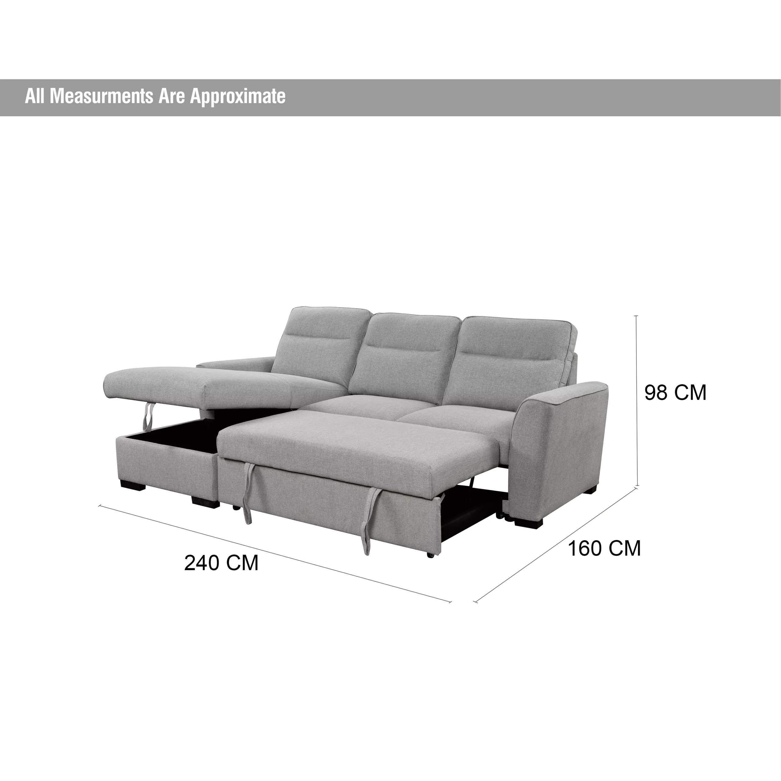 Dobre Right Sofa Bed Grey Dim United Furniture