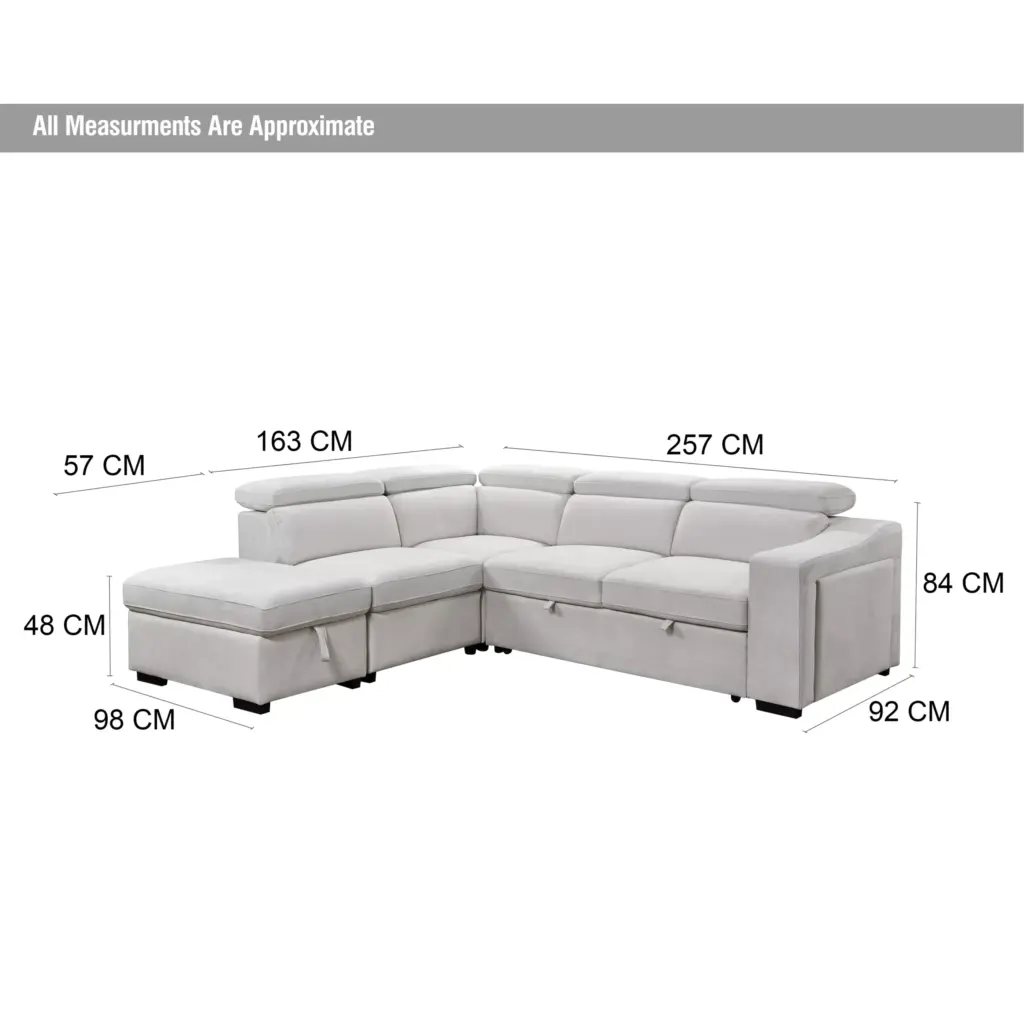 Opole Right Corner Sofa White Dim United Furniture