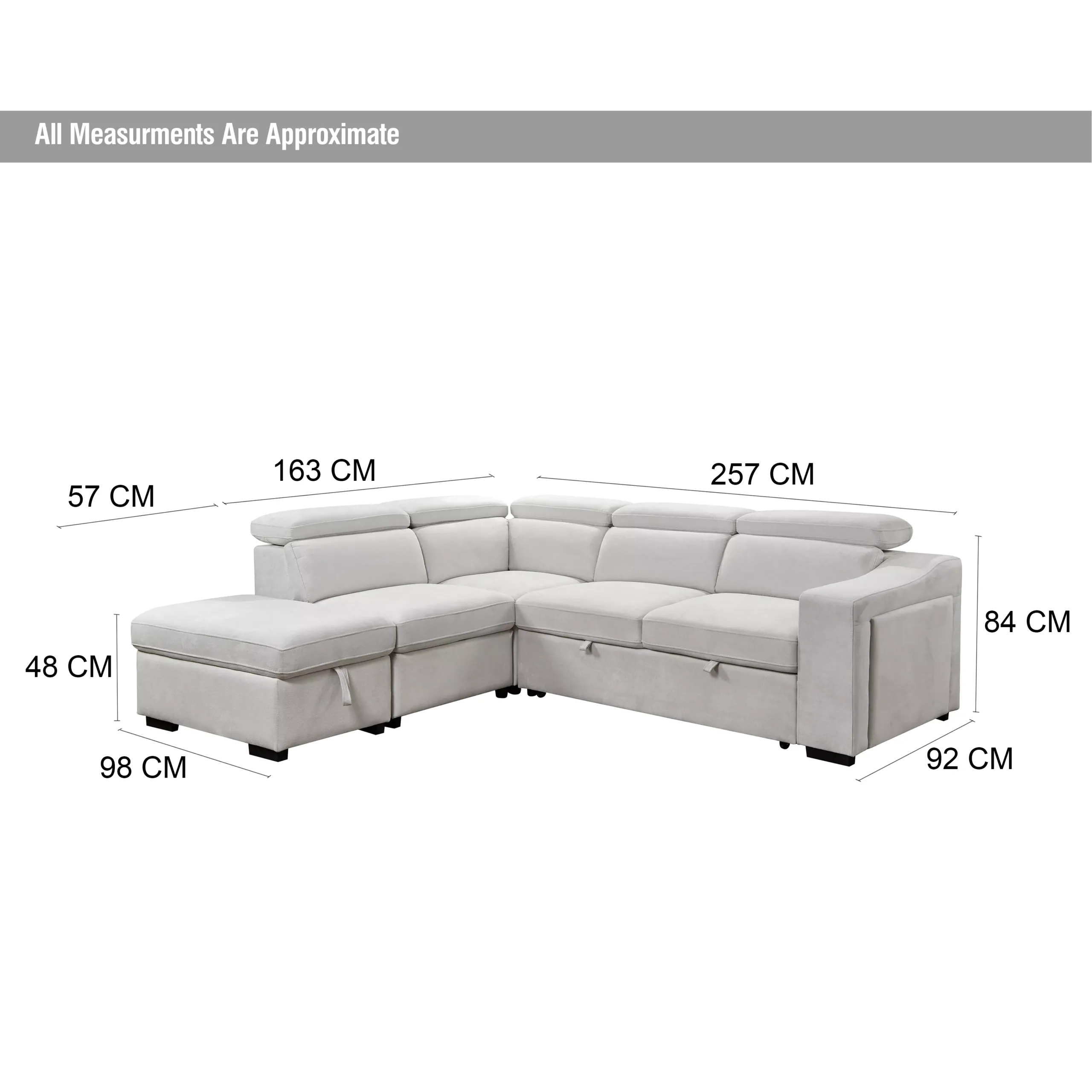 Opole Right Corner Sofa White Dim United Furniture