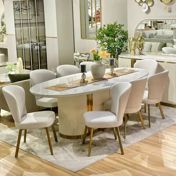Saigon Oval Dining Table (240 cm) - Beige