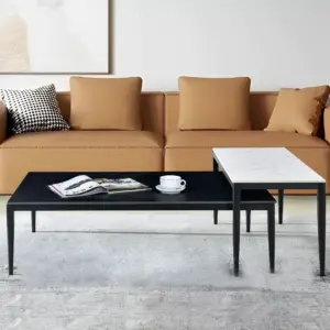 Macha Rectangle Coffee Table Set - Black & White