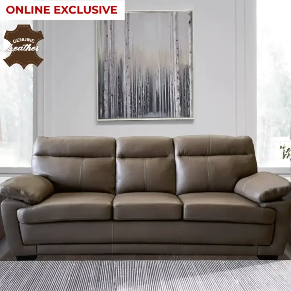 Ruwa Leather 3 Seater Sofa - Dark Brown