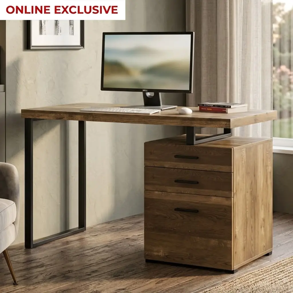 Enoro Study Desk Rustic Oak Bg United Furniture