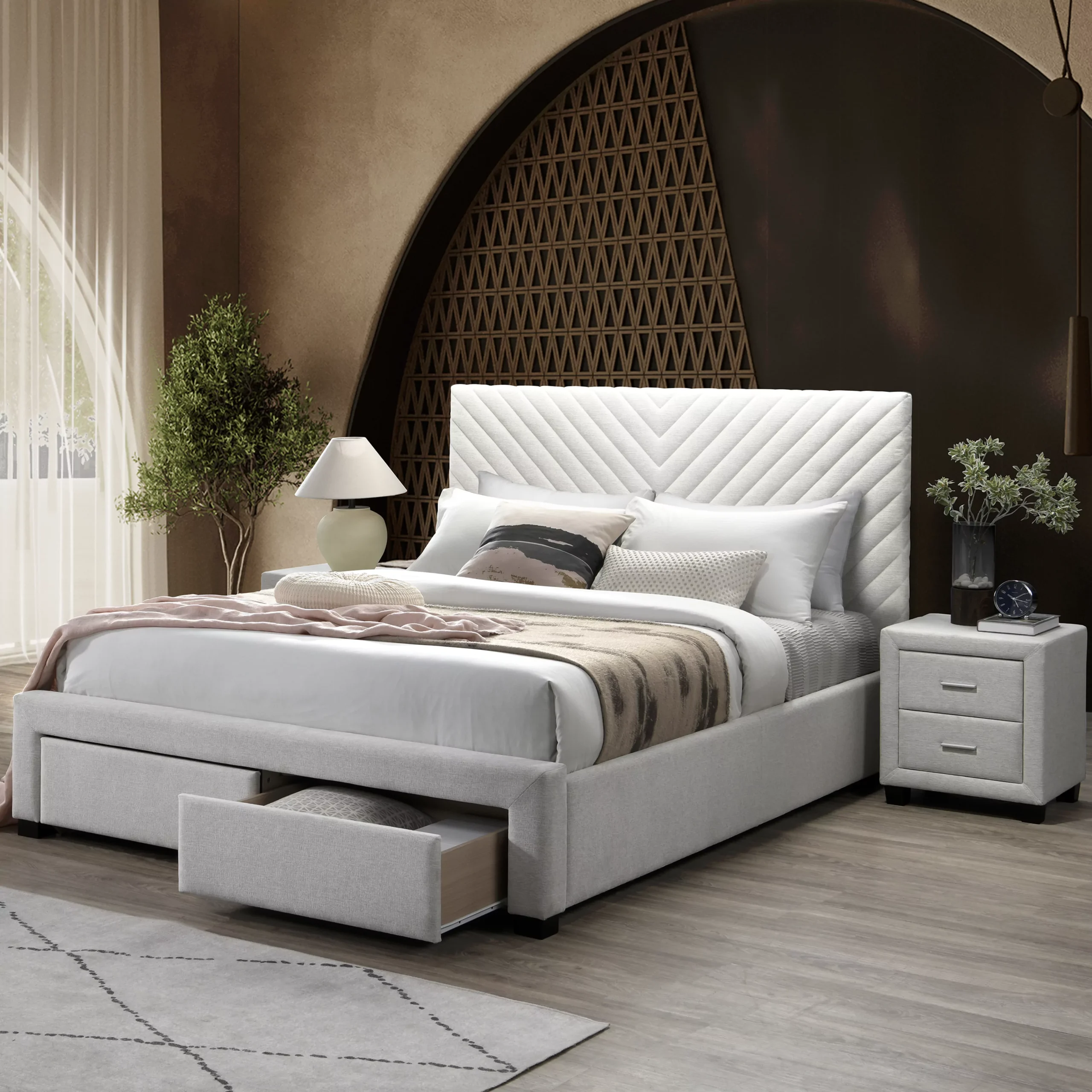 Henly Bed Ivory United Furniture