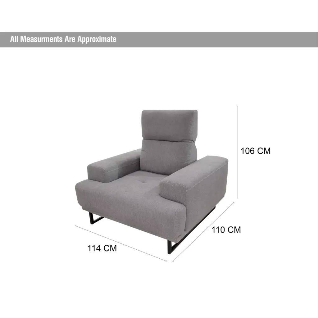 Saga Single Seater Grey Dim United Furniture
