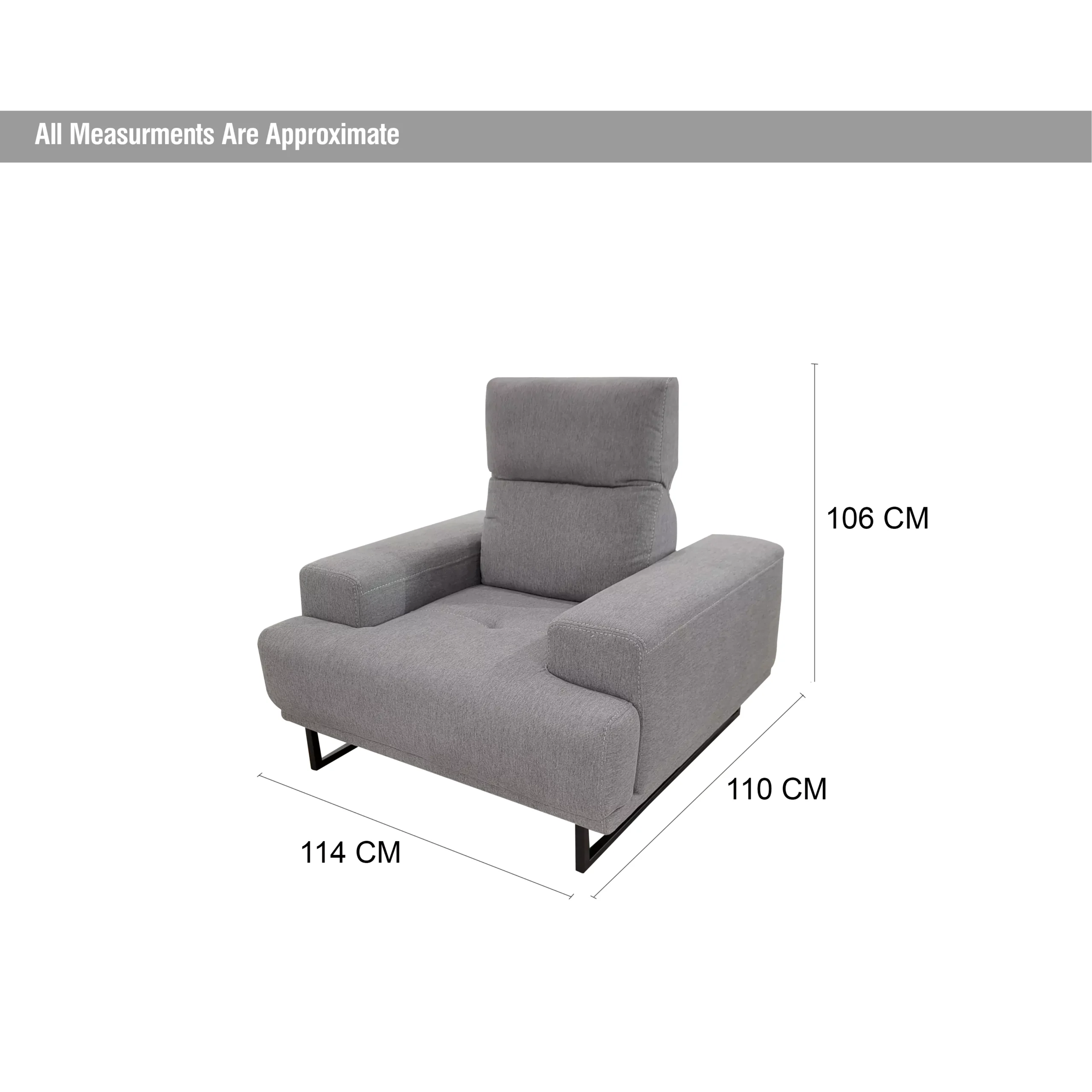 Saga Single Seater Grey Dim United Furniture
