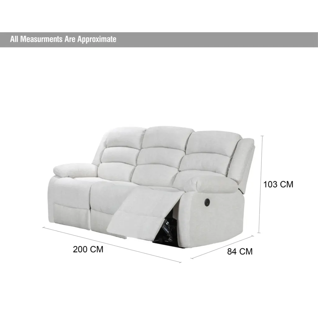 Atlantico Recliner 3seater Beige Dim United Furniture