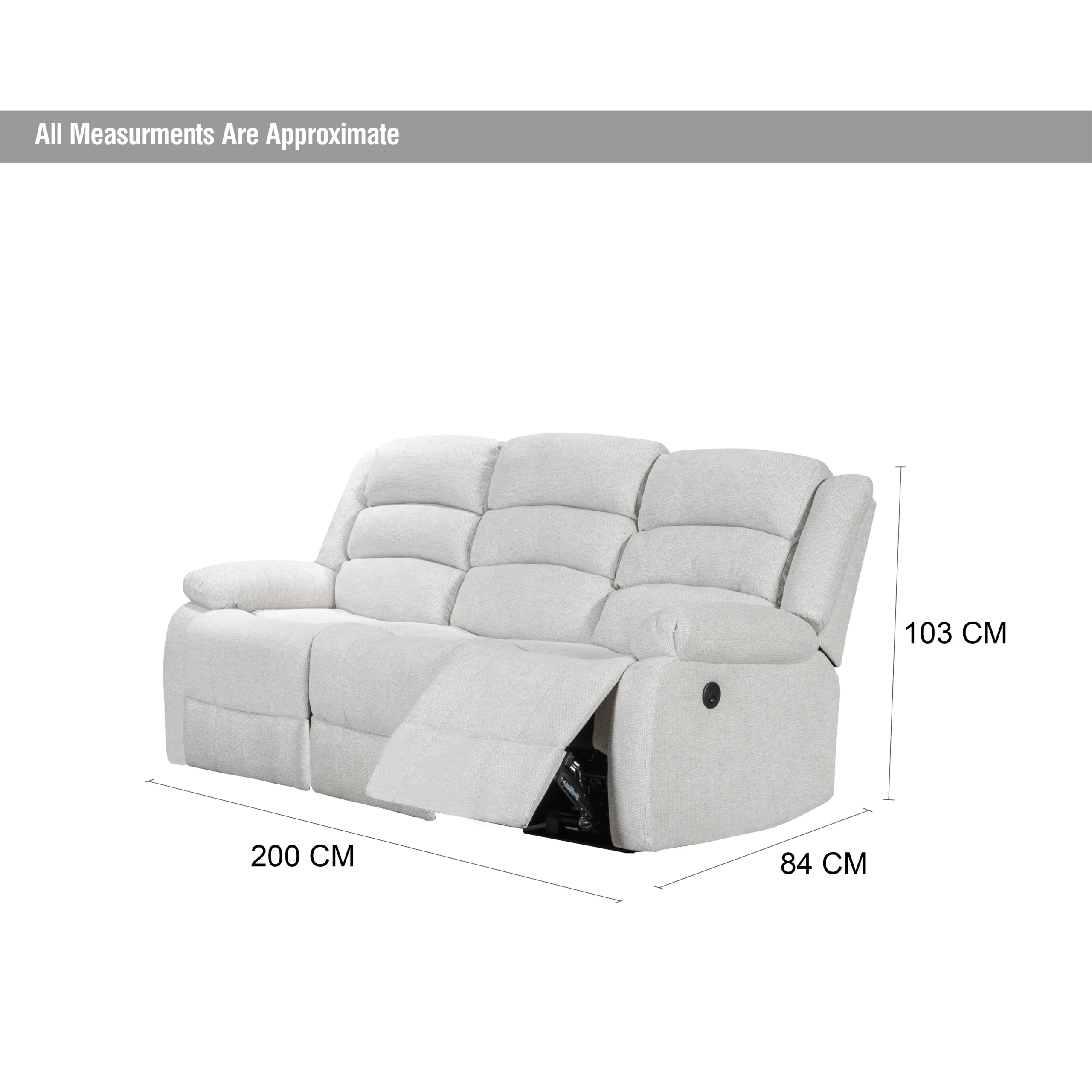 Atlantico Recliner 3seater Beige Dim United Furniture