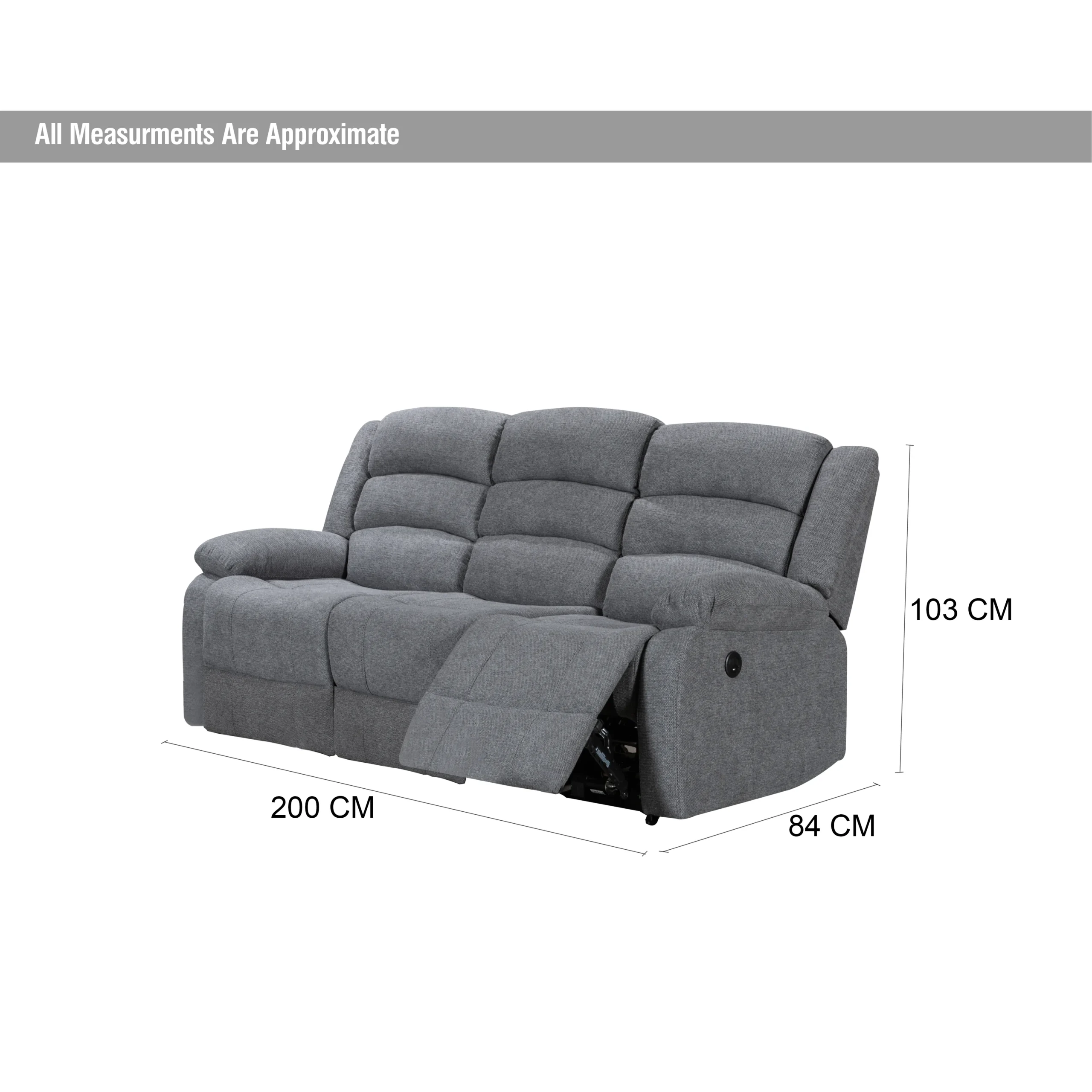 Atlantico Recliner 3seater Grey Dim United Furniture