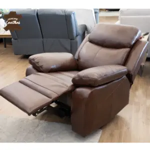 Kadoma Full Leather Single Power Recliner - Brown