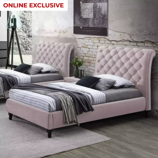 Chester Single Bed - Blush Pink