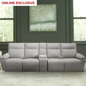 Garwe 4 Seater Sofa with Power Recliner and 1 Console - Cream