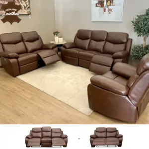 Kadoma Full Leather Power Recliner Sofa Set (3+2) - Brown