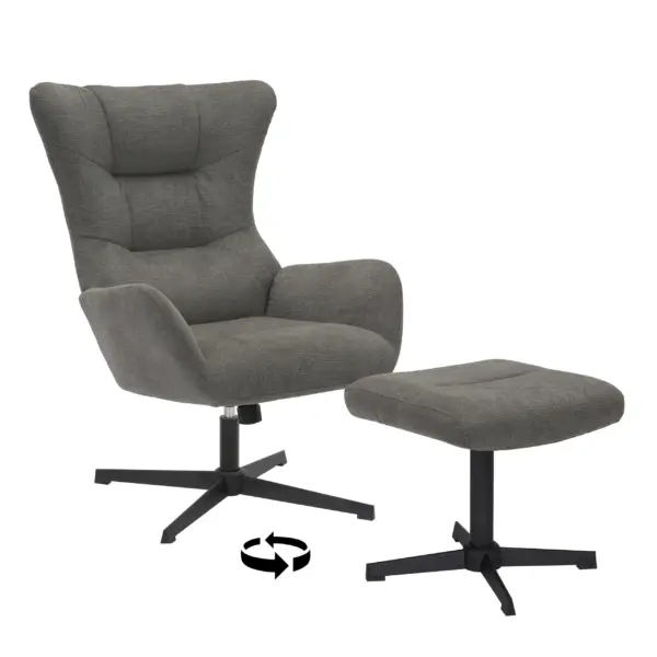 Oren Swivel Accent Chair with Stool