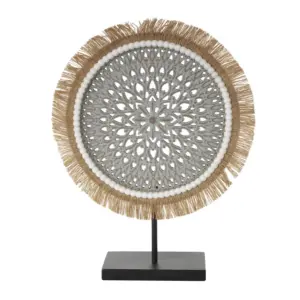 Gray Wooden Handmade Seagrass Sculpture (13571)