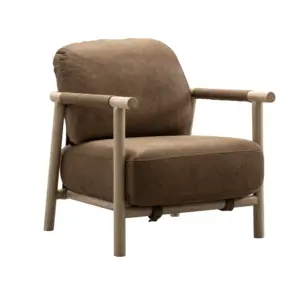 Sean Accent Chair with Wood Arm - Brown