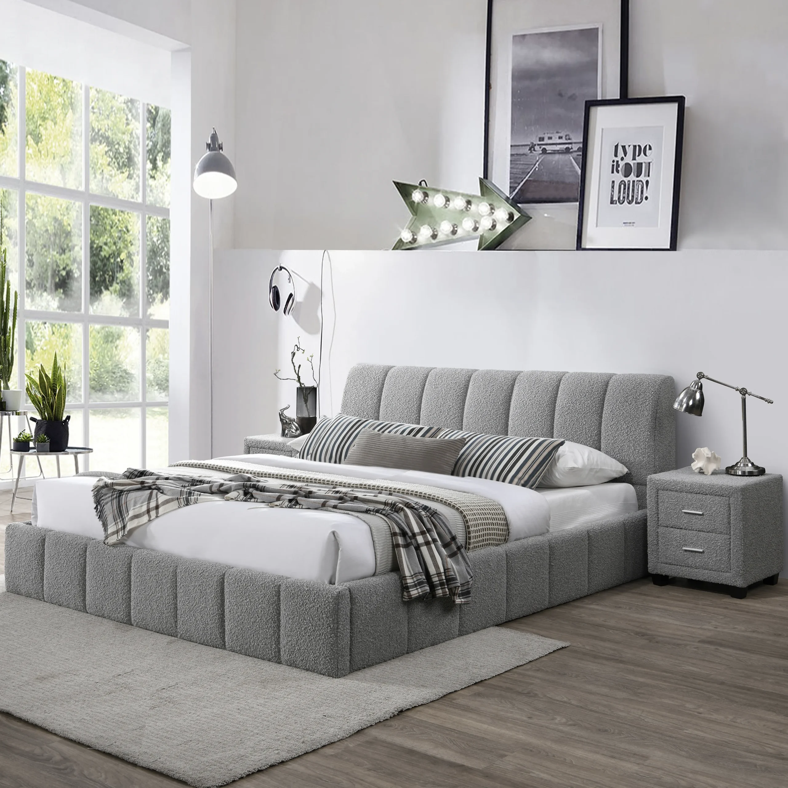 Picton King Bed Grey United Furniture