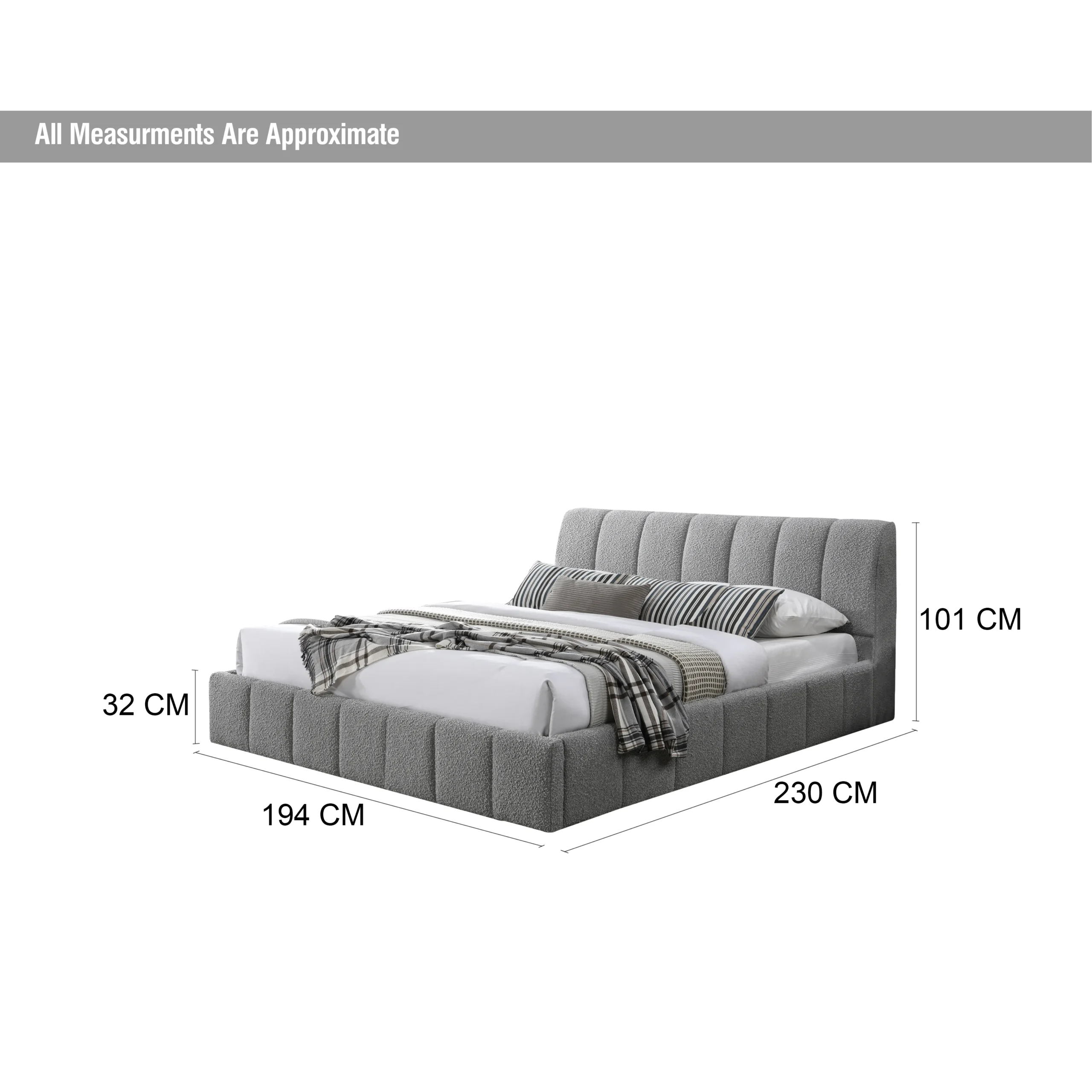 Picton King Bed Grey Dim United Furniture