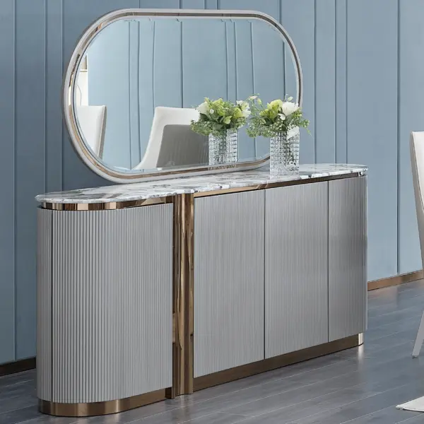 Saigon Buffet with Mirror - Light Grey