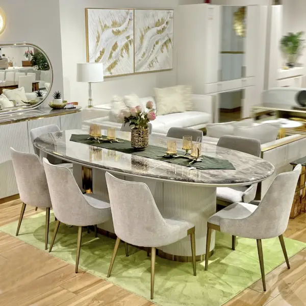 Saigon Oval Dining Table (240 cm) - Light Grey