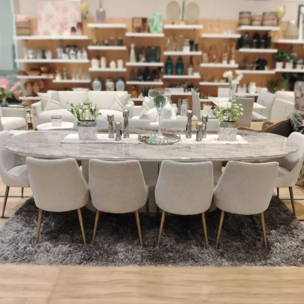 Saigon Oval Dining Table (300 cm) - Light Grey