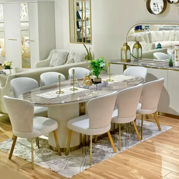 Saigon Oval Dining Table (240 cm) - Light Grey