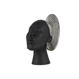 Black Polystone Woman African Sculpture (30403)