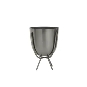 Gray Metal Small Planter with Removable Stand 5" (34164)