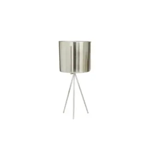 Silver Metal Small Planter with Removable Stand  5"(34166)