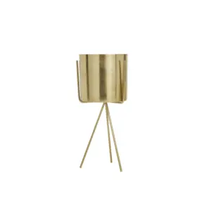 Gold Metal Small Planter with Removable Stand 12"(34168)