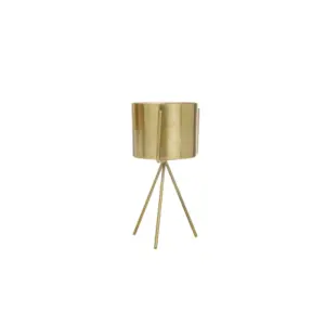 Gold Metal Small Planter with Removable Stand 9"(34168)