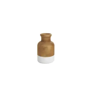Brown Wood Colorblock Vase with White Bases  5"(36211)
