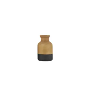 Brown Wood Vase with Black Bases  5" (36212)