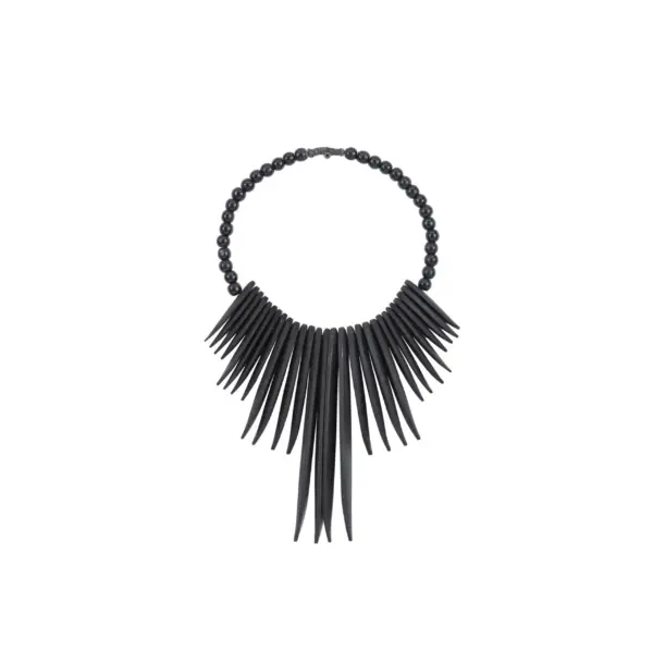 Black Wood Tribal Statement Necklace Wall Decor  (36687)