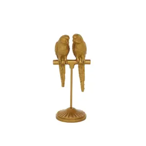 Gold Polystone Parrot Sculpture (38299)