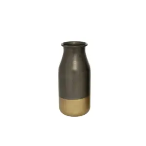 Gold Metal Decorative Vase with Gold Accents 9" (43311)