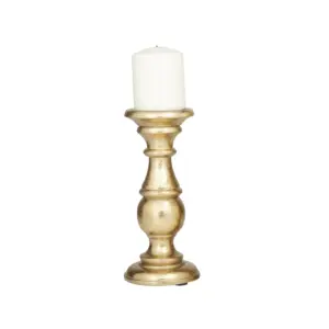 Gold Pillar Candle Holder 10" (46049)