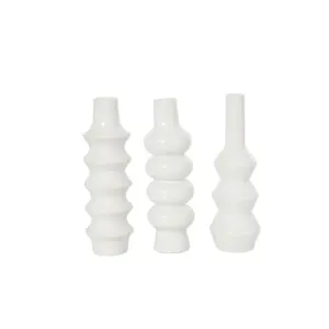 White Ceramic Decorative Vase with Varying Shapes S/3 (46240)